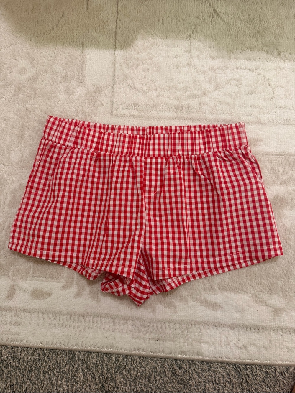 Red Gingham Elastic-Waist Edikted Shorts